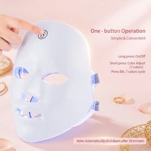 Bloom Glow™ 7-Colour LED Light Therapy Face & Neck Mask — 7 colour LED light therapy mask for face and neck, at-home red light skincare, view 3 | Bloom Warm