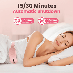Bloom Warm menstrual heating pad 15-30 minute automatic shutdown safe sleep period cramp relief wearable belt