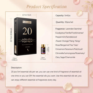 Bloom Air™ Essential Oil Collection (20 Bottles) — essential oil collection 20 bottle aromatherapy gift set for diffuser and bath, view 5 | Bloom Warm