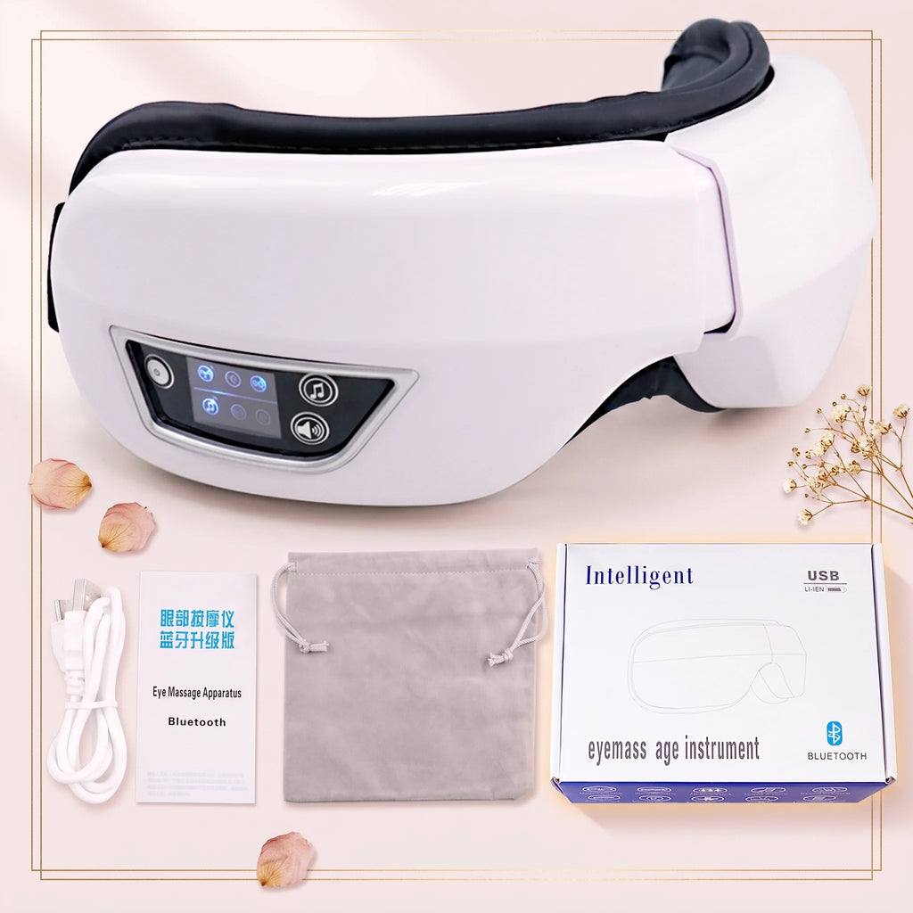 Bloom Warm™ Cordless Heated Eye Massager — Heat, Massage & Bluetooth — cordless heated eye massager with Bluetooth, air pressure headache and eye strain relief, view 1 | Bloom Warm