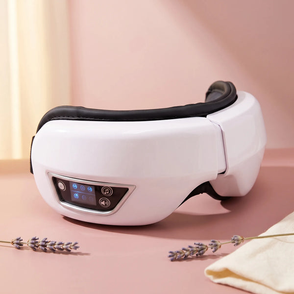 Bloom Warm™ Cordless Heated Eye Massager — Heat, Massage & Bluetooth — cordless heated eye massager with Bluetooth, air pressure headache and eye strain relief | Bloom Warm