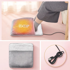 Bloom & Cosy™ USB Heated Foot Warmer — USB heated plush foot warmer pouch, cold feet relief with three heat levels, view 1 | Bloom Warm