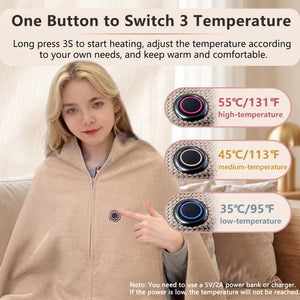 Bloom & Cosy™ Wearable Heated Shawl Blanket — wearable heated shawl electric blanket with three heat levels, cosy winter warmth, view 3 | Bloom Warm