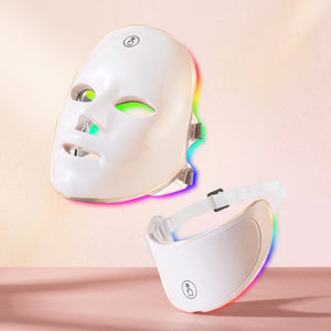 Bloom Glow™ 7-Colour LED Light Therapy Face & Neck Mask — 7 colour LED light therapy mask for face and neck, at-home red light skincare, view 1 | Bloom Warm