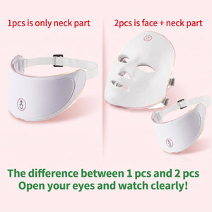 Bloom Glow™ 7-Colour LED Light Therapy Face & Neck Mask — 7 colour LED light therapy mask for face and neck, at-home red light skincare, view 2 | Bloom Warm