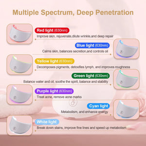 Bloom Glow™ 7-Colour LED Light Therapy Face & Neck Mask — 7 colour LED light therapy mask for face and neck, at-home red light skincare, view 5 | Bloom Warm
