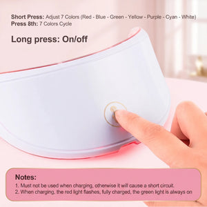 Bloom Glow™ 7-Colour LED Light Therapy Face & Neck Mask — 7 colour LED light therapy mask for face and neck, at-home red light skincare, view 6 | Bloom Warm