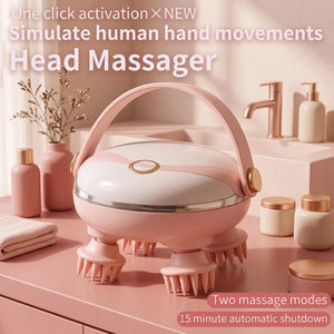 Bloom Calm™ Waterproof Electric Scalp Massager — waterproof electric scalp massager with kneading heads, headache and tension relief, view 2 | Bloom Warm