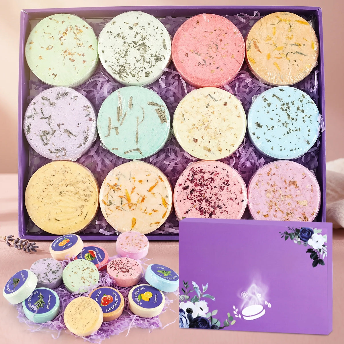 Bloom & Bathe™ Aromatherapy Shower Steamers (Gift Set) — aromatherapy shower steamers with essential oils, spa-at-home relaxation gift set | Bloom Warm