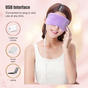Bloom & Rest™ USB Heated Silk Eye Mask — 3 Heat Levels — USB heated silk sleep eye mask with adjustable warmth, eye strain relief, view 3 | Bloom Warm